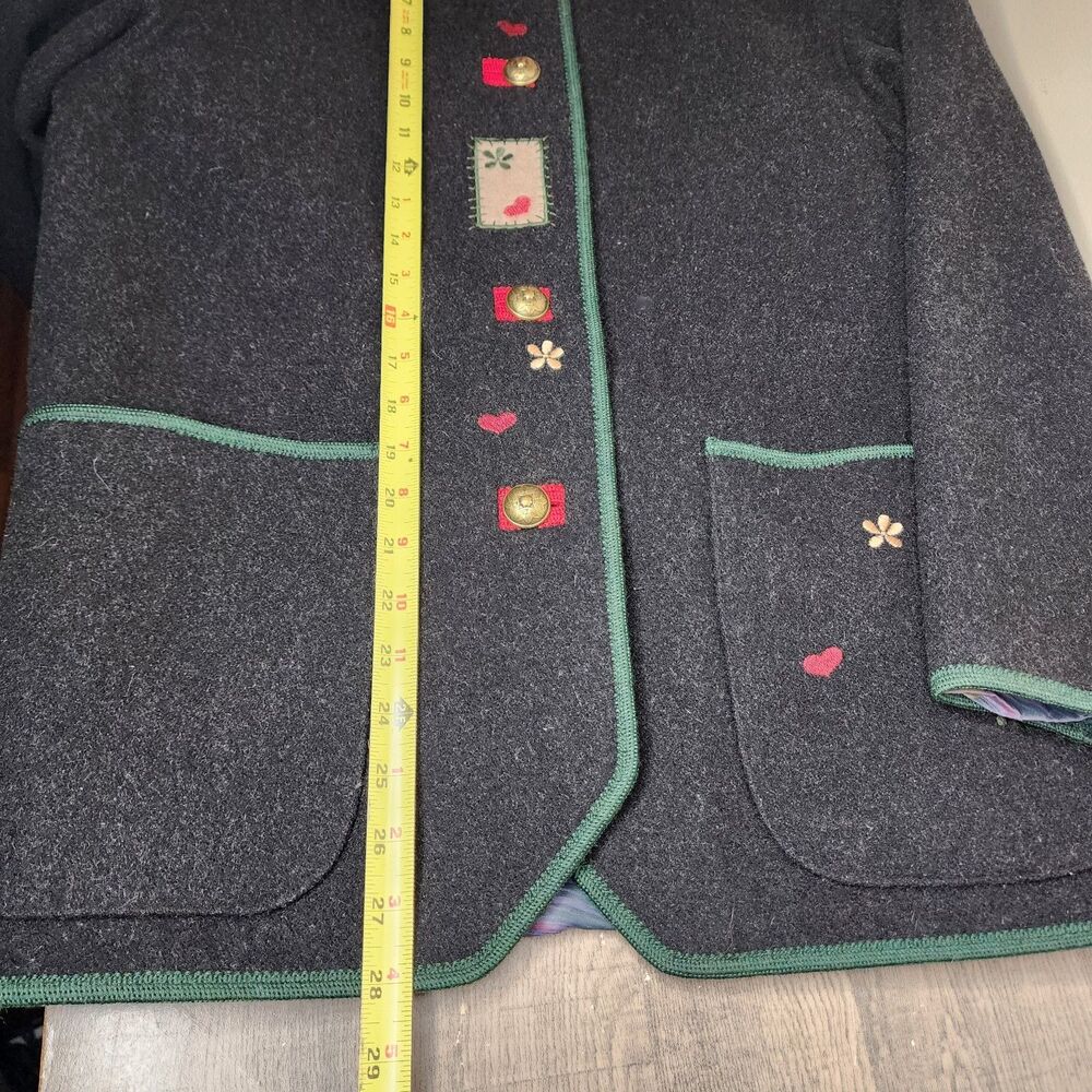 ​H Moser Salzburg Austria Trachten Boiled Wool Jacket Folk Floral Patchwork Med - Picture 7 of 11